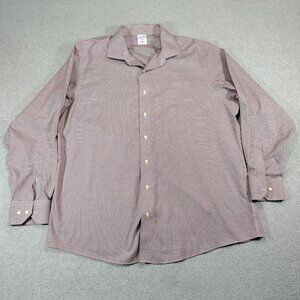Brooks Brothers Regent Dress Shirt Mens 18-6/7 (XXL) Red Houndstooth Non-Iron